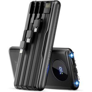 Portable power bank 10000mAh fast charging USB C iPhone Android charger